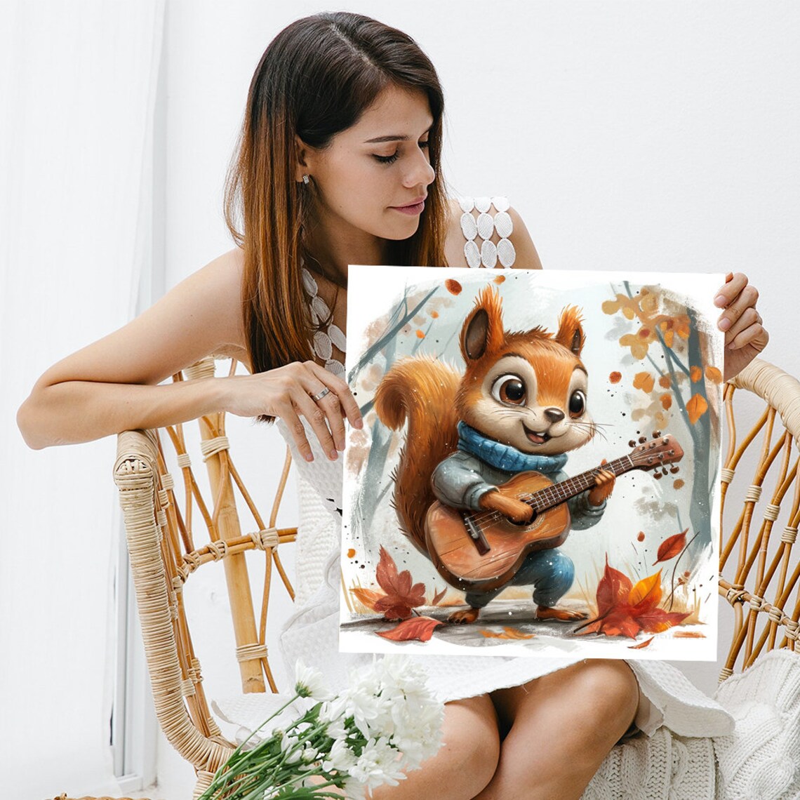 Whimsical Squirrel Wall Art Print, Nature Decor - Image 3