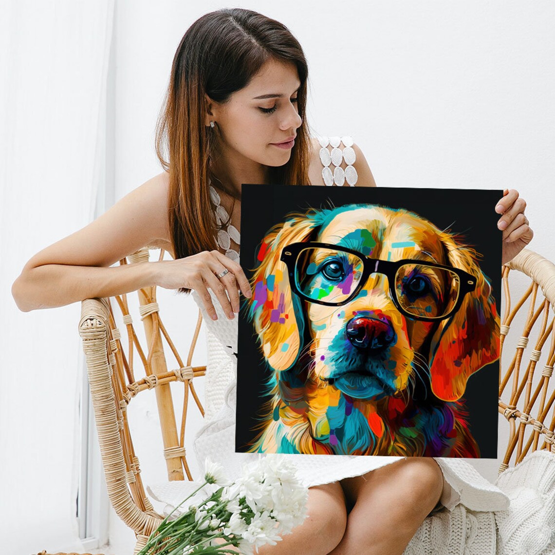 Dog With Glasses Contemporary Decor Poster Print - Image 3