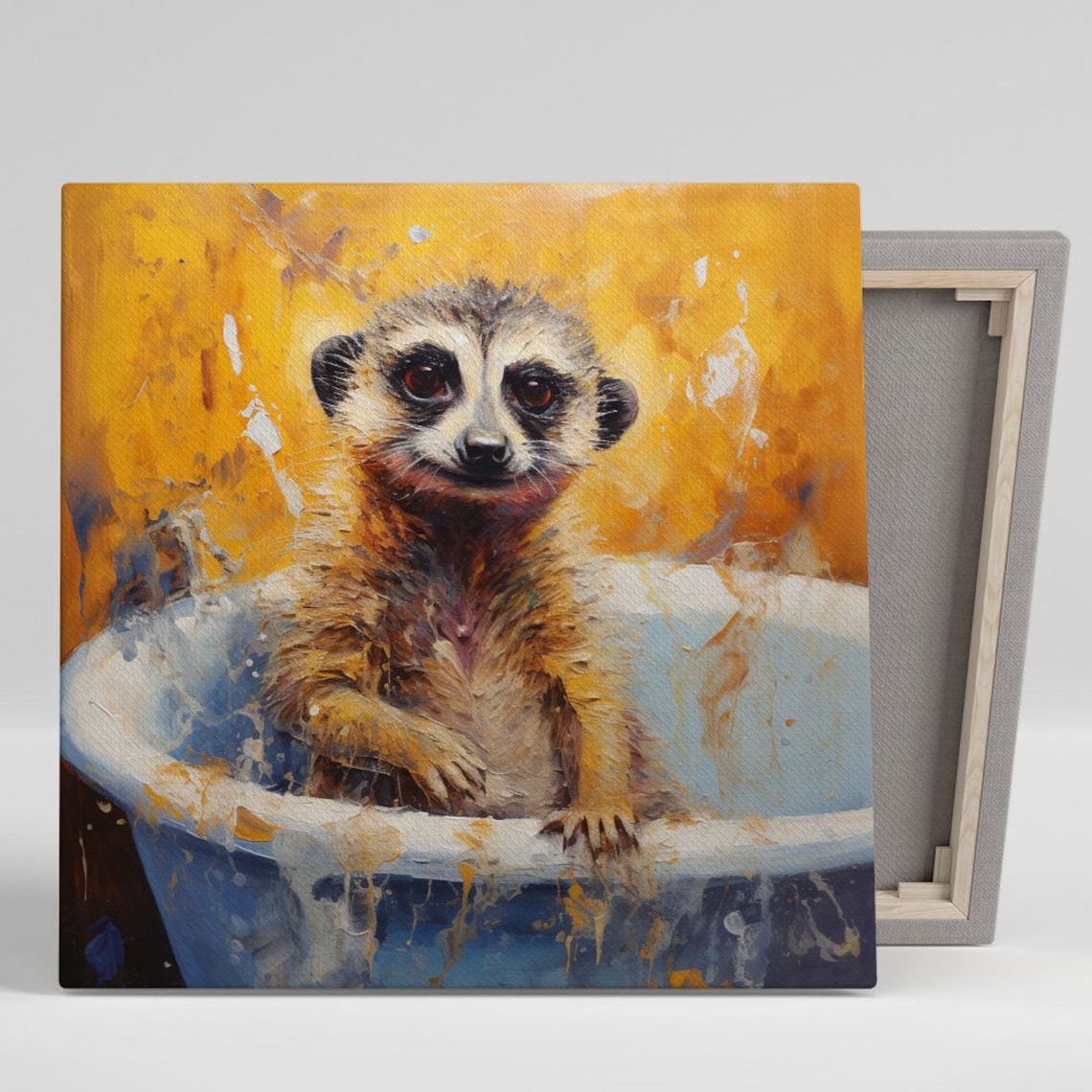 Meerkat In Bathtub Bathroom Wall Art Poster Print