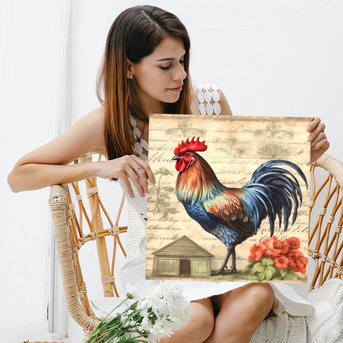 Rustic Rooster Art Print, Vintage Kitchen Decor - Image 3