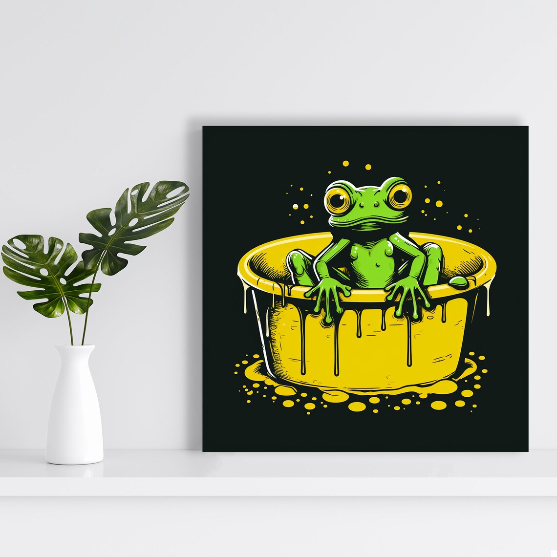 Froggy Splash Zone, Whimsical Bathroom Art Print - Image 2