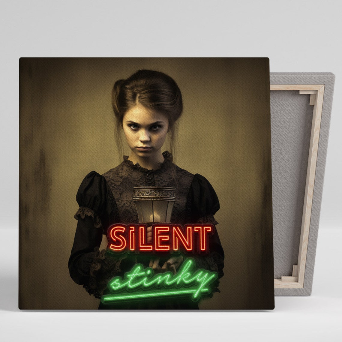 Silent Stinky Neon Text Vintage Candle Girl Funny Bathroom Poster