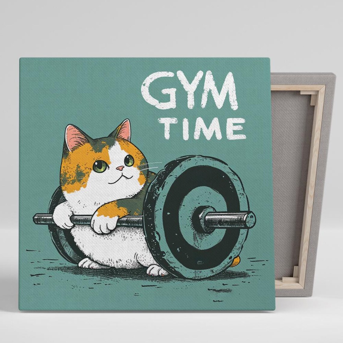 Cat Fitness Motivation, Whimsical Minimalist Art Print