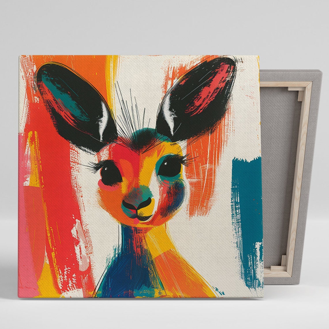 Vibrant Deer Abstract Portrait Colorful Brushstroke Modern Wall Art