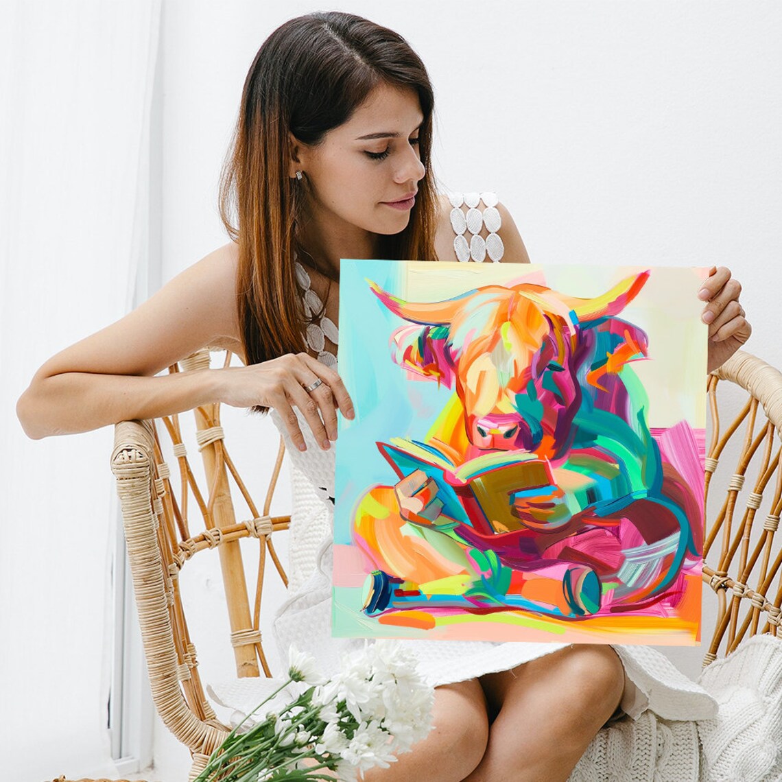 Highland Cow Abstract Animal Decor, Wall Art Print - Image 3