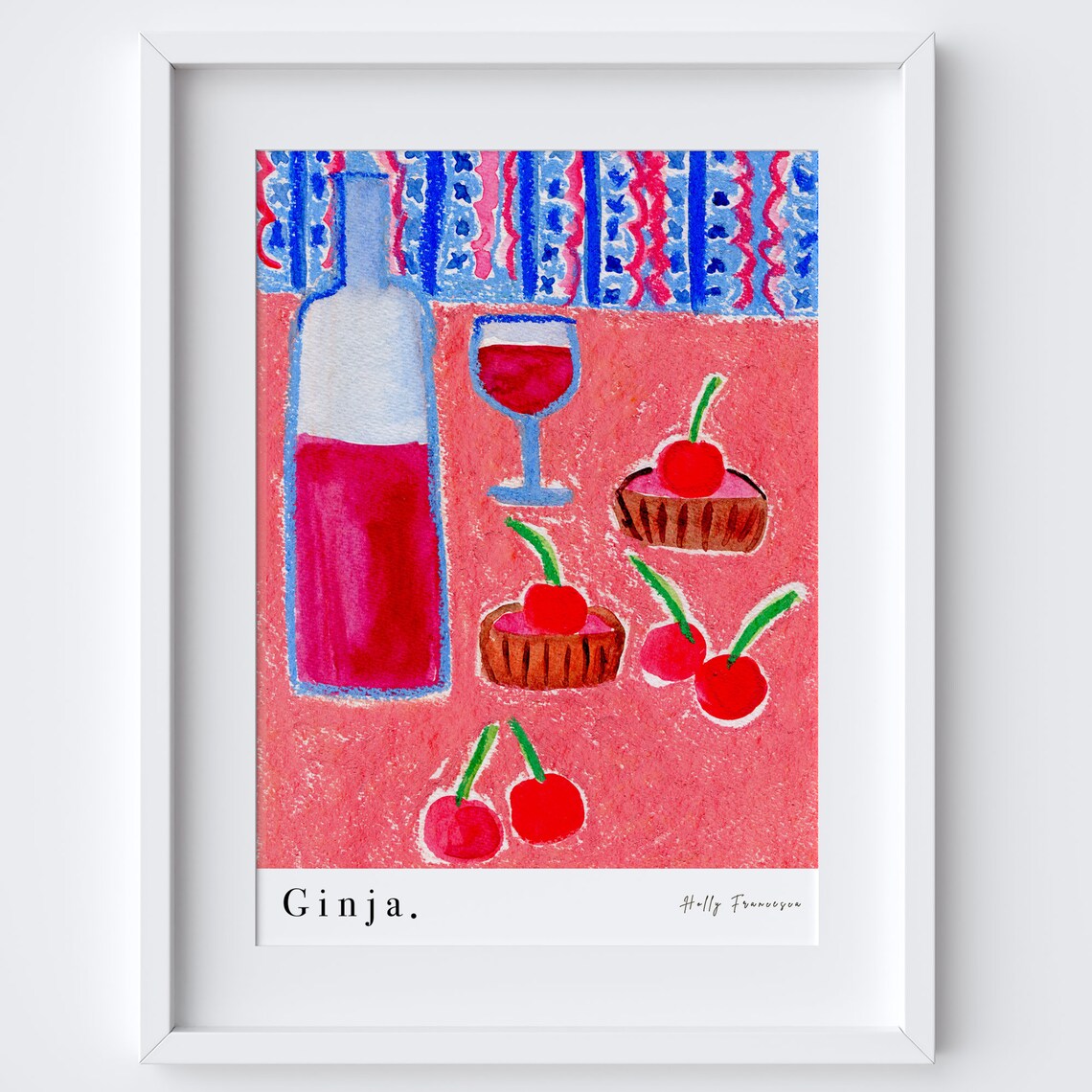 Ginja Portuguese Table Scene, Watercolor Art Print
