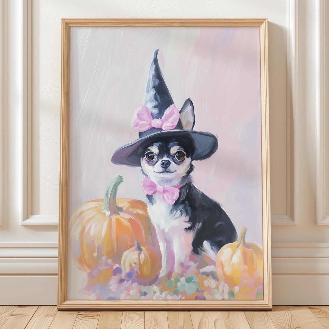 Chihuahua Witch Halloween Poster Print