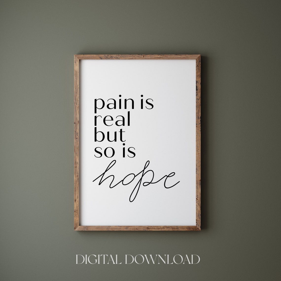 Pain Is Real But So Is Hope Inspirational Mental Health Poster