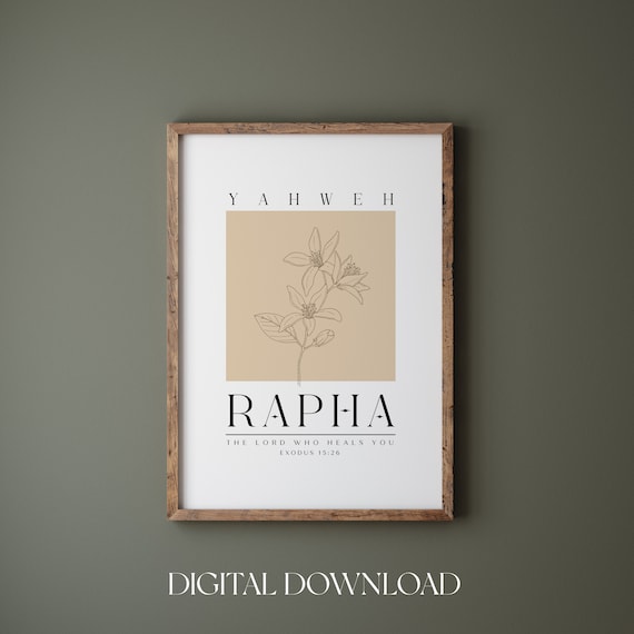 Yahweh Rapha The Lord Who Heals You Exodus 15 26 Boho Line Art Poster