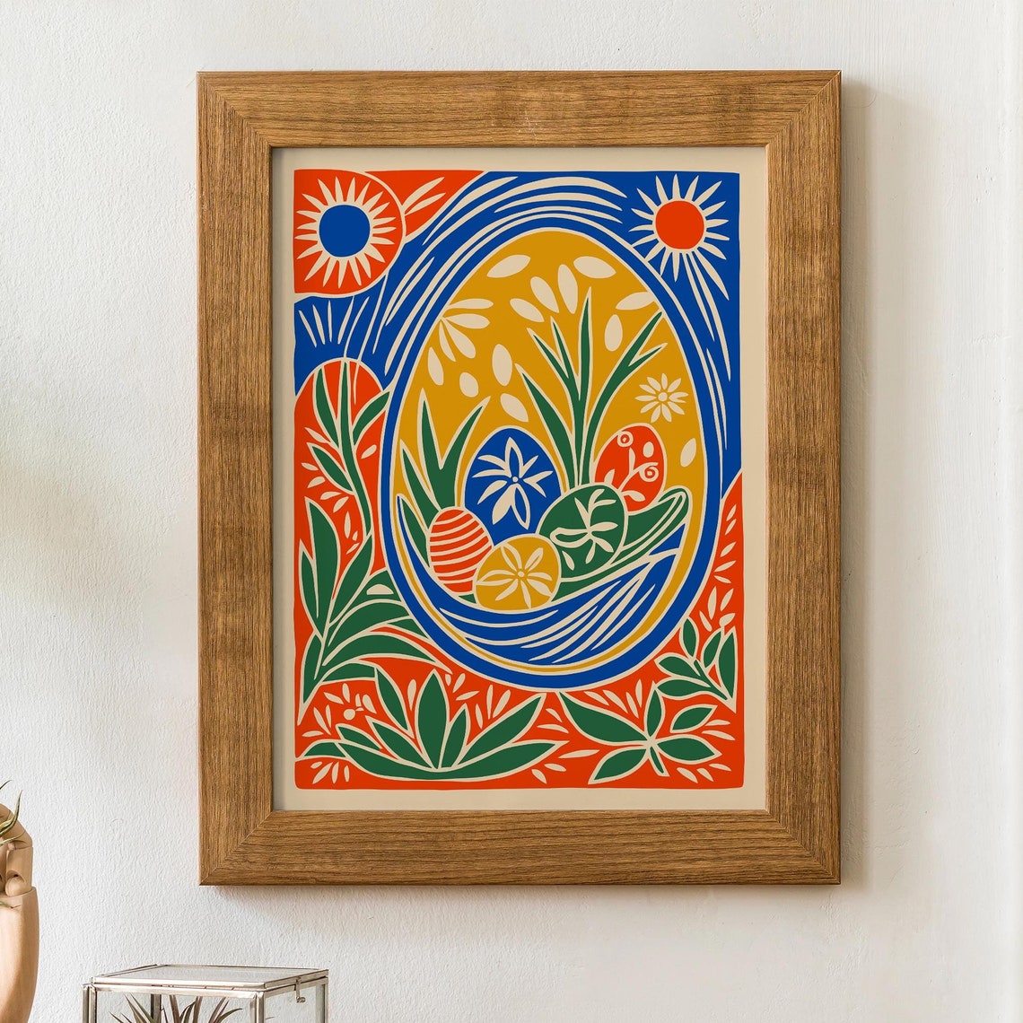 Folk Easter Basket Decorated Eggs Bold Colorful Spring Art Poster - Image 6