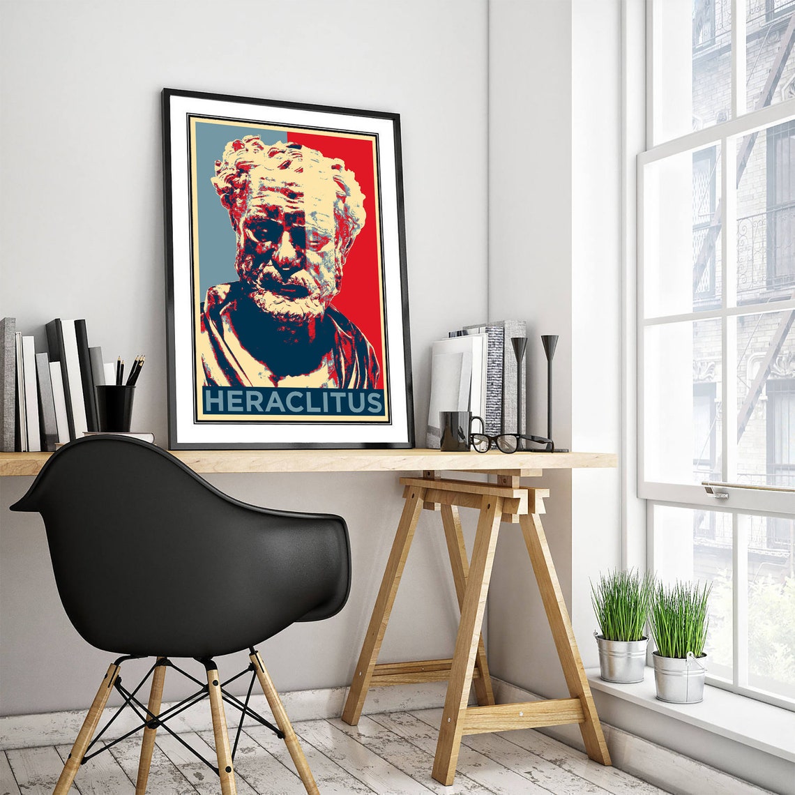 Heraclitus Philosopher Pop Art Red Blue Bust Portrait Poster - Image 3