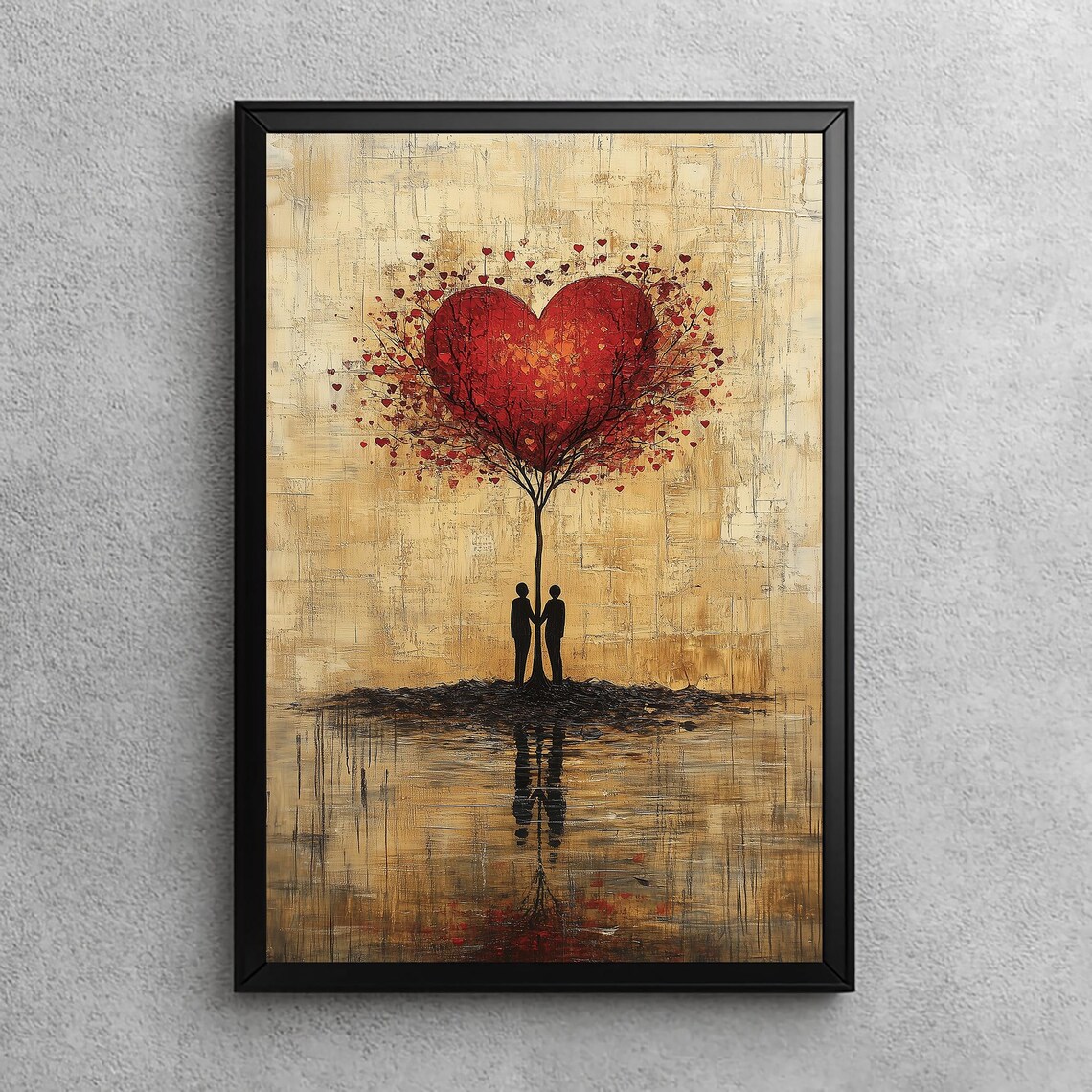 Tree Of Love Valentine Couple Portrait, Vintage Art Print