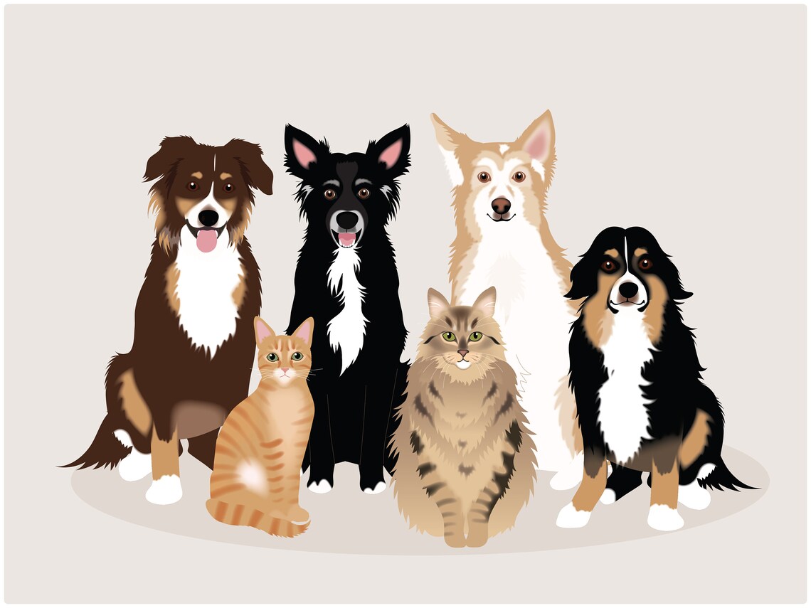 Custom Pet Portrait, Cat and Dog Portrait - Image 2