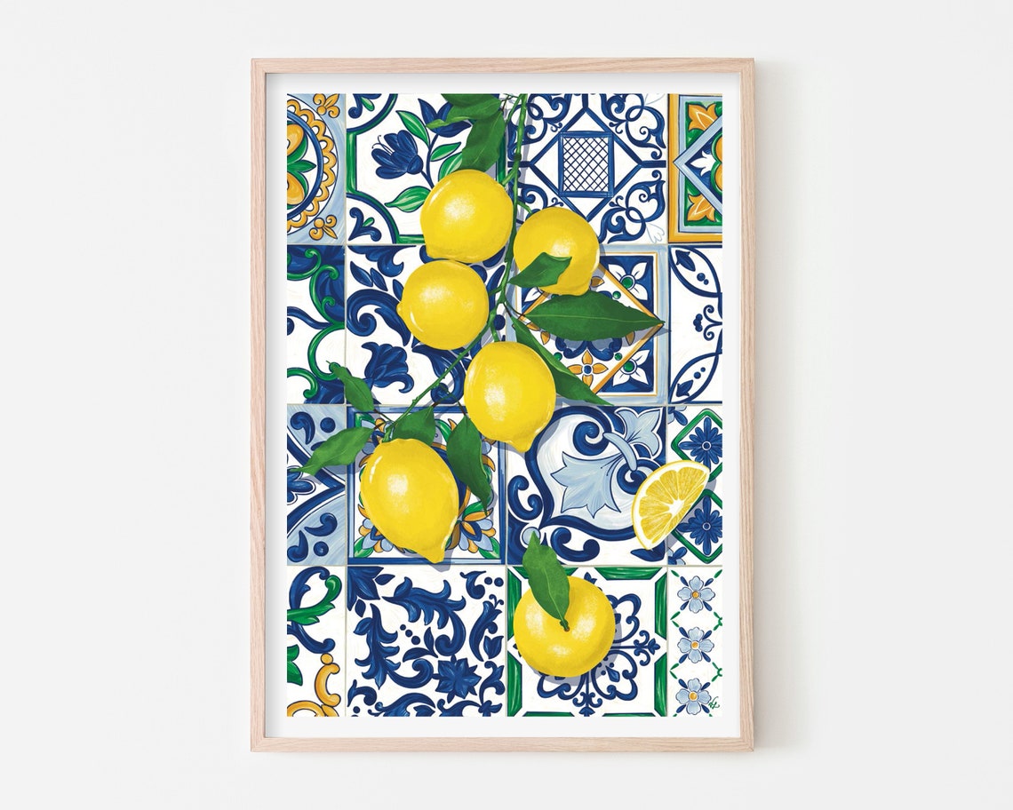 Lemons Poster, Italian Kitchen Decor