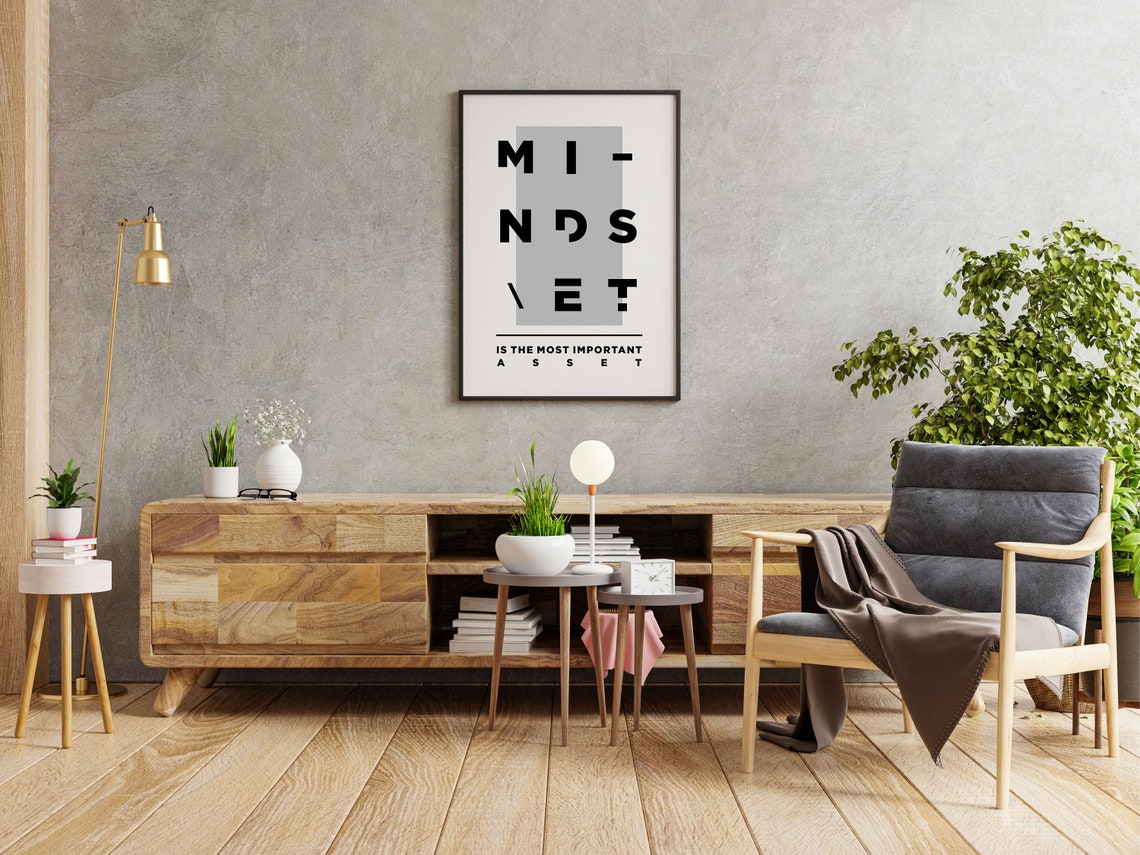 Mindset Is The Most Important Asset Bold Typographic Office Poster - Image 3