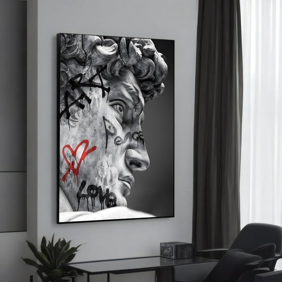 Graffiti On Classical Statue Poster Print, Urban Gift