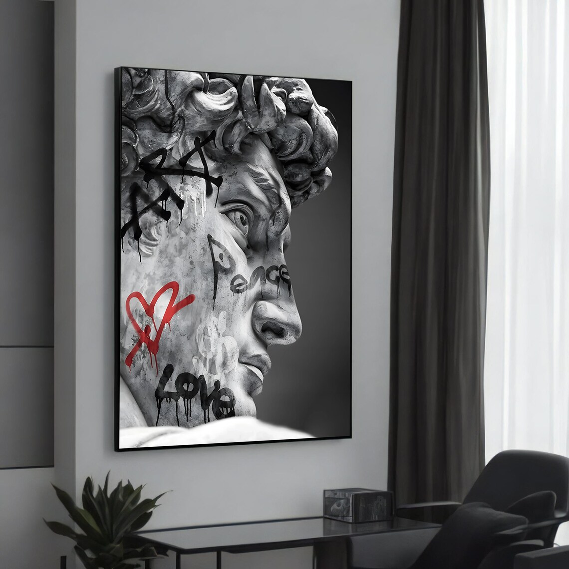 Graffiti On Classical Statue Poster Print, Urban Gift