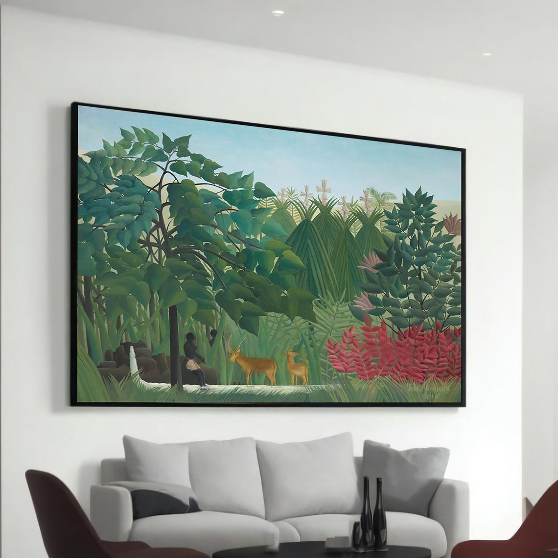 Henri Rousseau Exotic Jungle Landscape Deer Classic Painting Poster