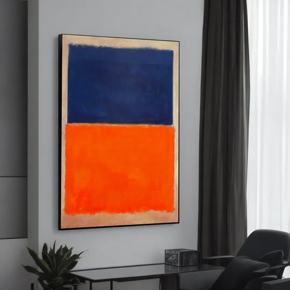 Bold Blue And Orange Mark Rothkoinspired Abstract Canvas Painting Modern Art For Home Decor Gift