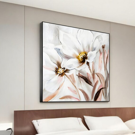 White Blush Pink Magnolia Flowers Soft Romantic Floral Poster