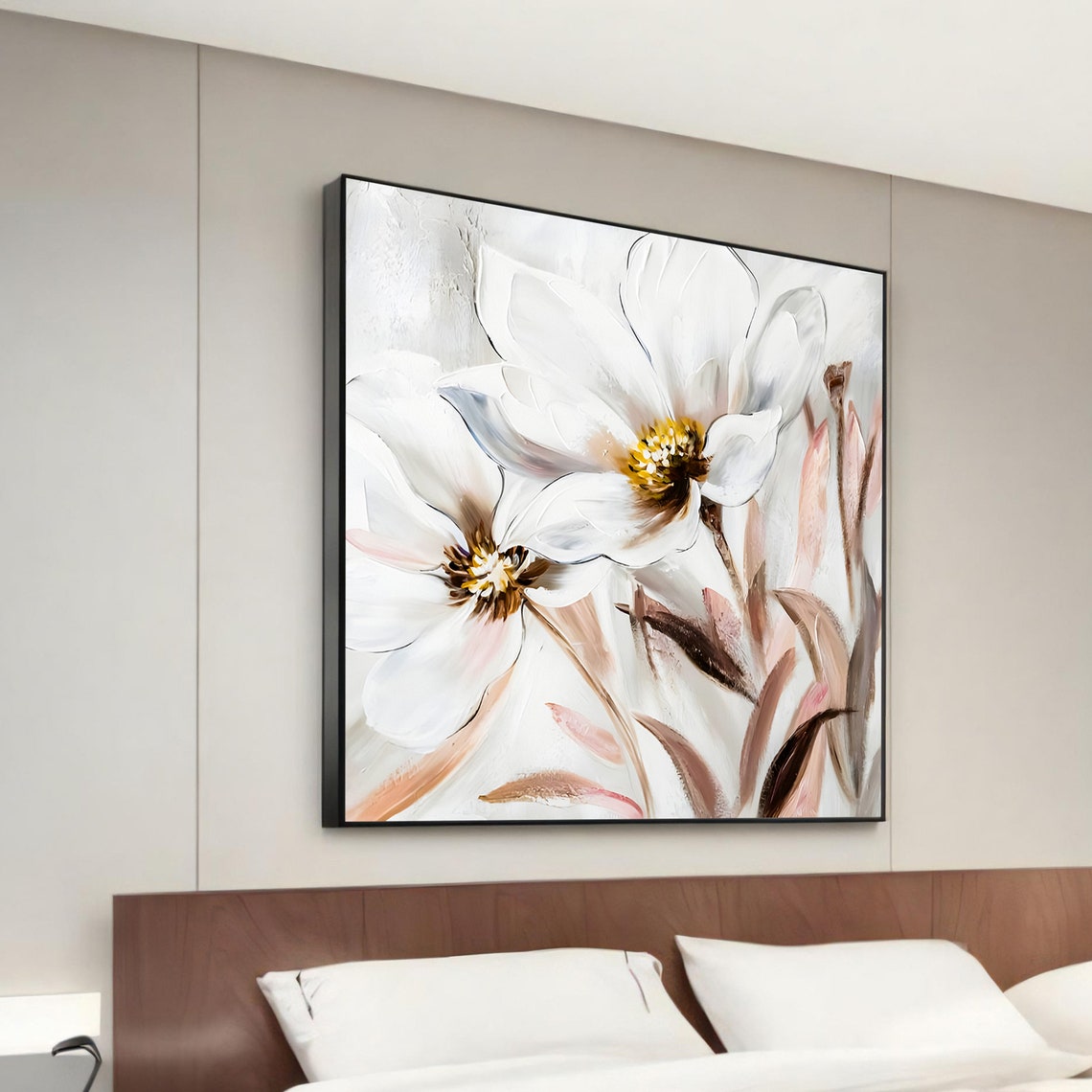 White Blush Pink Magnolia Flowers Soft Romantic Floral Poster