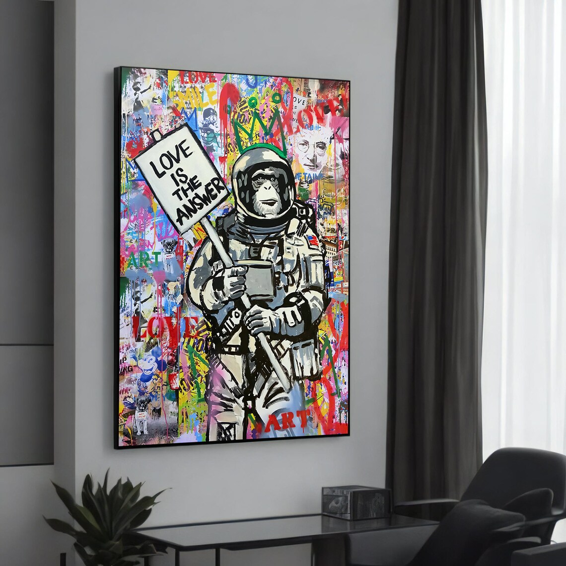 Love Is The Answer Astronaut, Graffiti Art Print