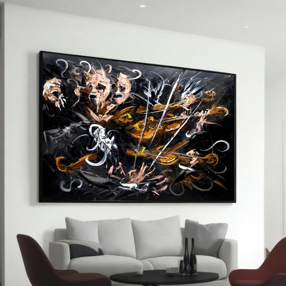 Abstract Violinists Canvas Painting Expressive Wall Art For Living Room Or Music Studio Decor Unique Gift Lovers