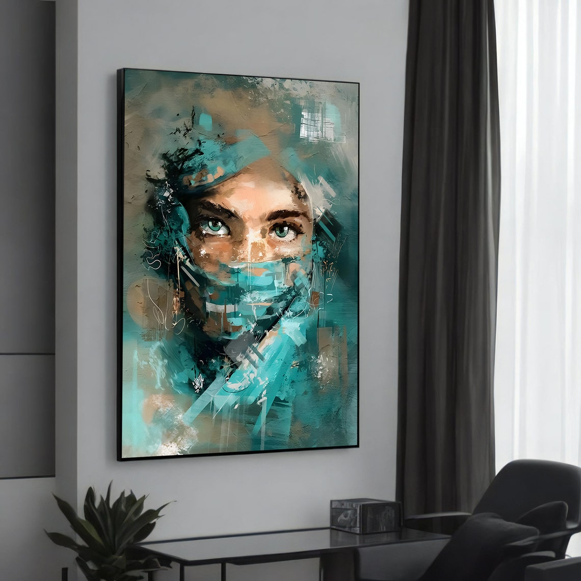 Healthcare Hero Canvas Vibrant Portrait Of A Medical Professional Inspirational Wall Art For Clinic Or Home