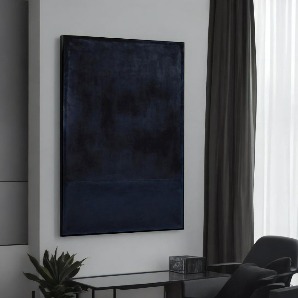 Midnight Blue Black Abstract Color Field Moody Minimalist Poster