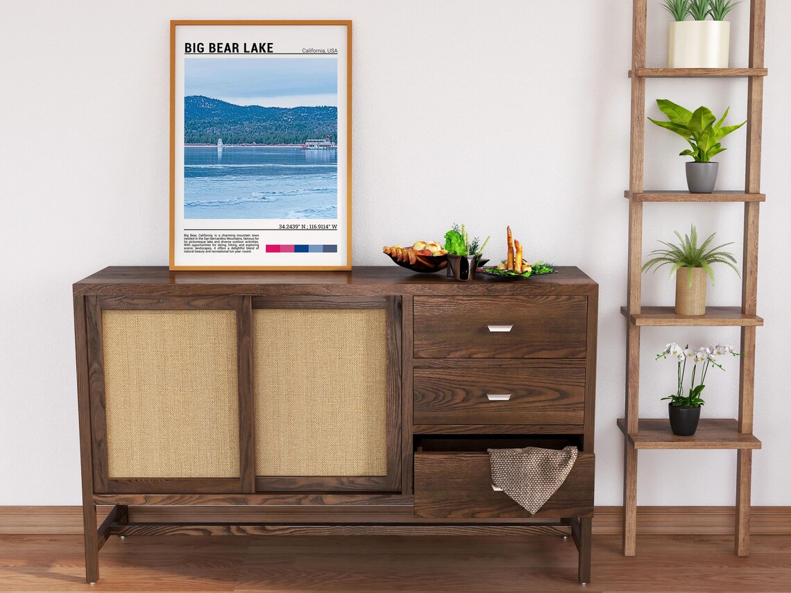 Big Bear Lake California Icy Mountain Lake Paddleboat Travel Poster - Image 5