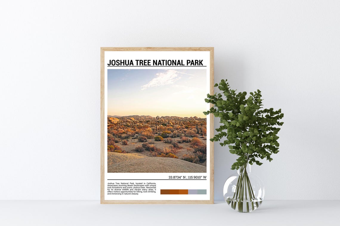 Joshua Tree National Park Desert Plain Golden Light Photo Poster - Image 4