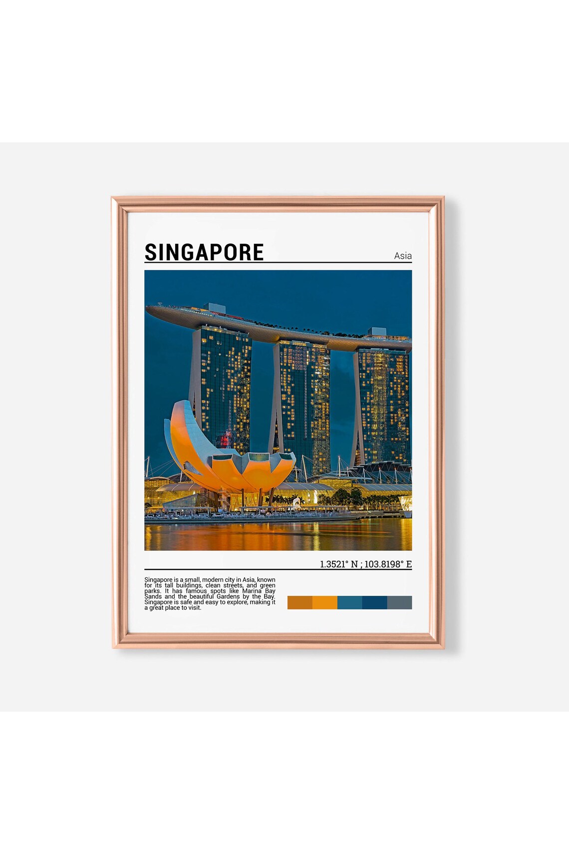 Singapore Marina Bay Sands Night Skyline Lights Photo Poster