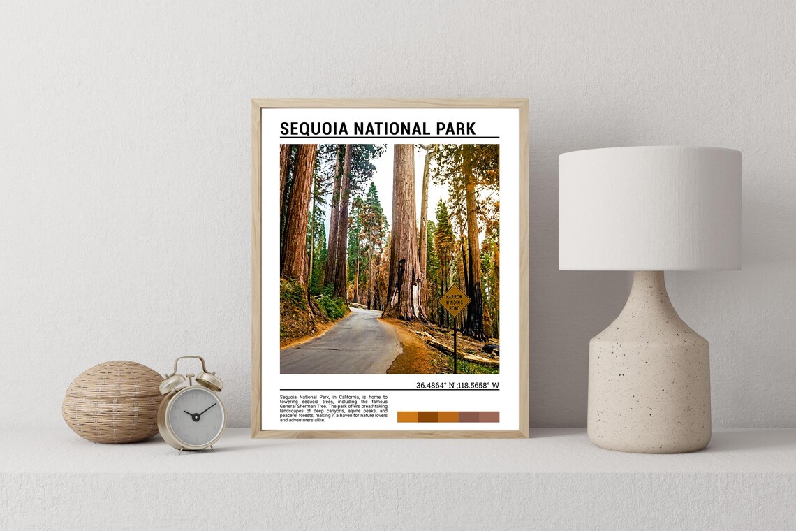 Sequoia National Park Giant Redwood Forest Road Scenic Travel Poster - Image 2