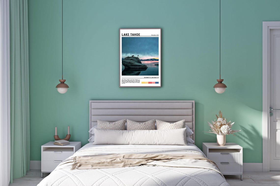 Lake Tahoe Travel Poster Lake Tahoe Wall Art Lake Tahoe Poster Print Lake Tahoe Photo Lake Tahoe Decor Nevada Usa - Image 5
