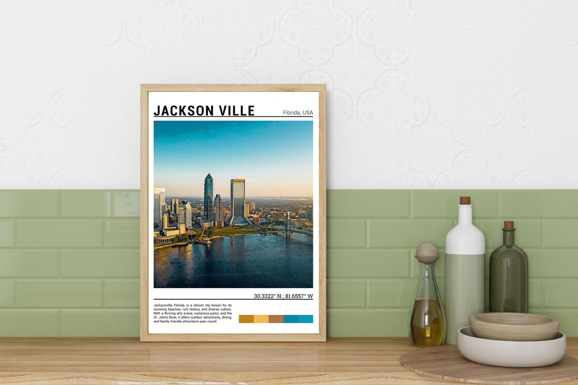 Jacksonville Florida Skyline St Johns River Sunset Travel Poster - Image 6
