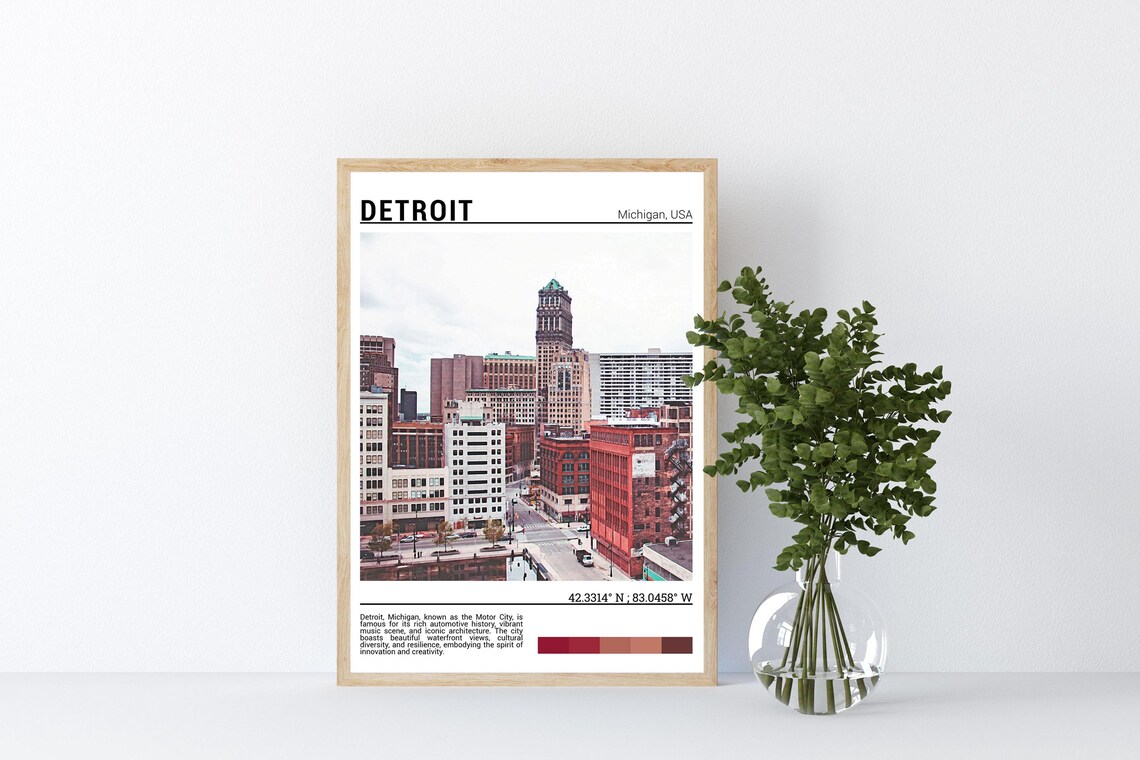 Detroit Travel Poster, Michigan USA Wall Art Print - Image 4