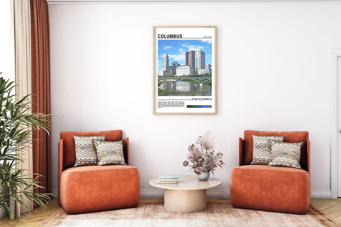 Columbus Ohio Downtown Skyline River Bridge Cityscape Poster - Image 7
