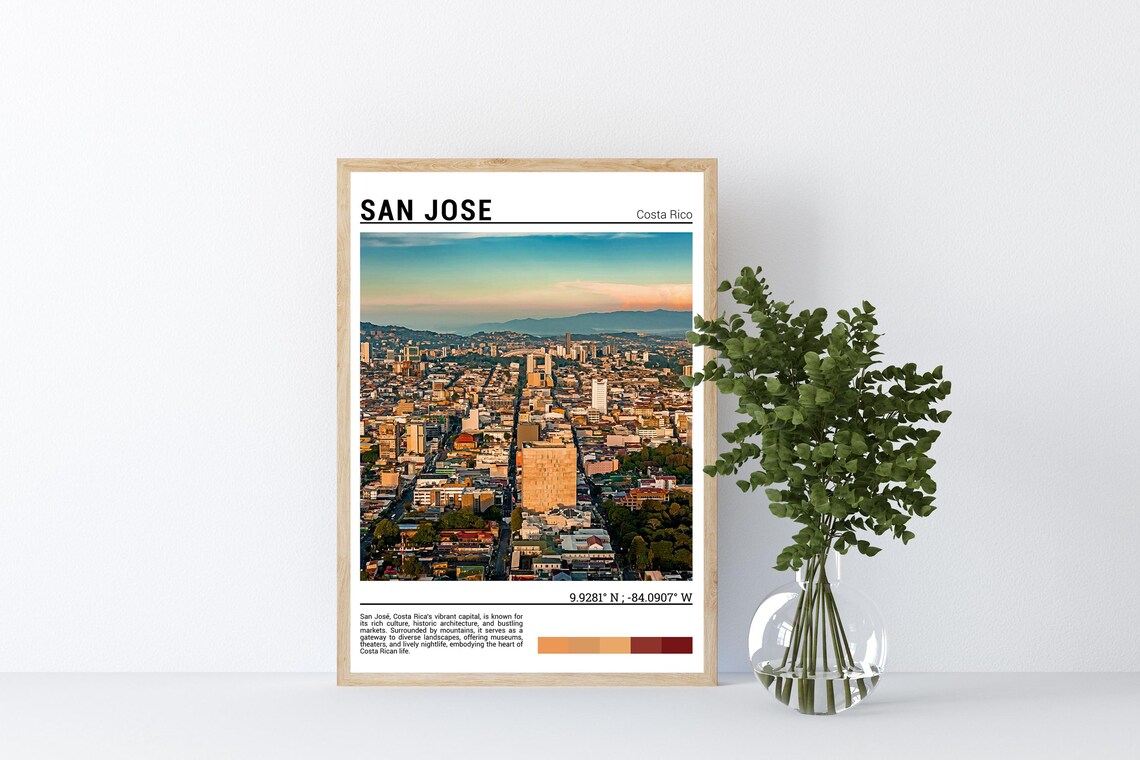 San Jose Costa Rica City Panorama Sunset Skyline Photo Poster - Image 4
