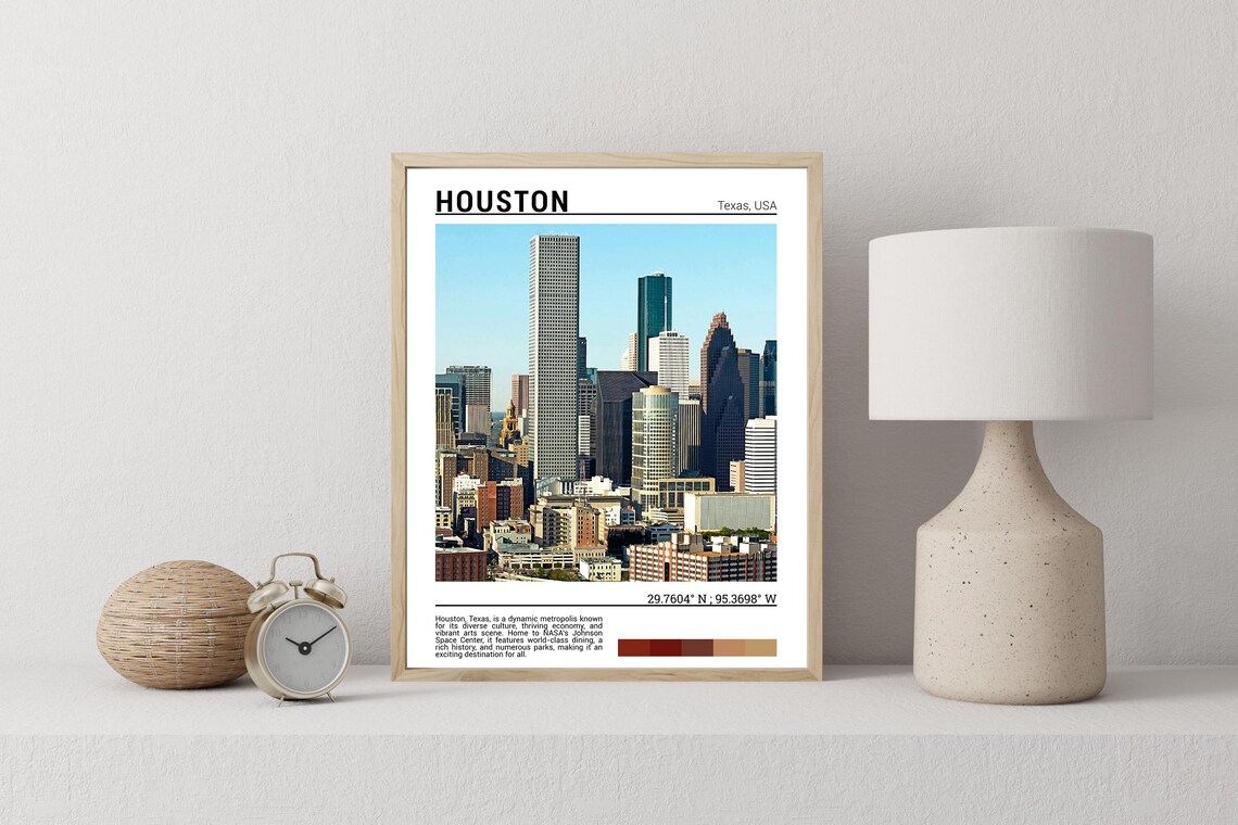Houston Texas Downtown Skyline Cityscape Urban Travel Photo Poster - Image 2