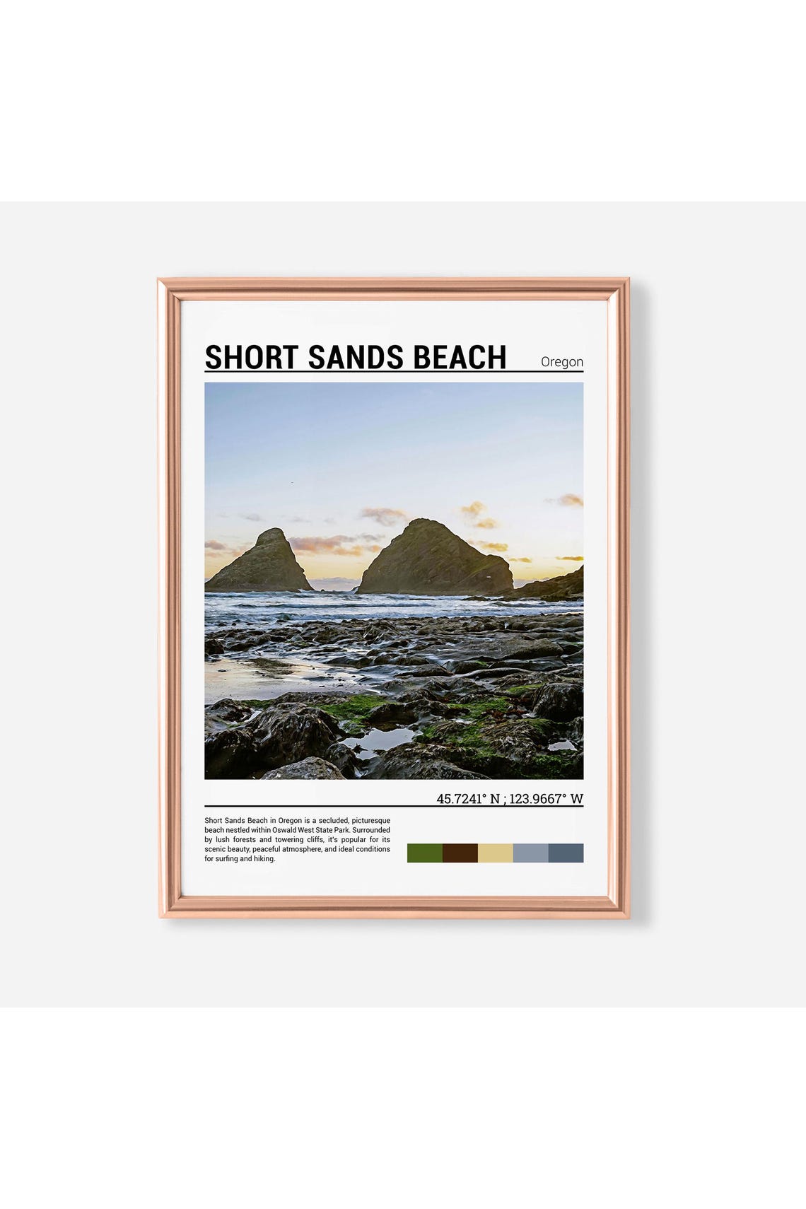 Short Sands Beach Oregon Sea Stacks Sunset Rocky Shore Poster