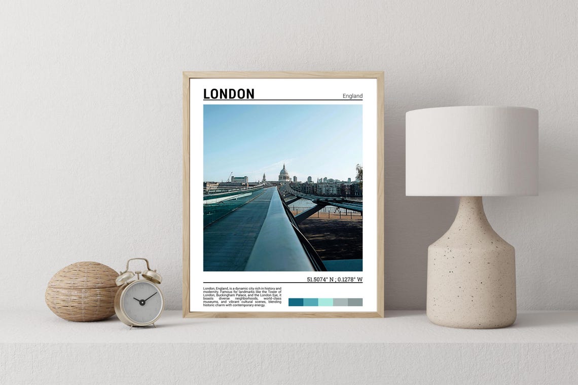 London Millennium Bridge Toward St Pauls Cathedral View Poster - Image 2