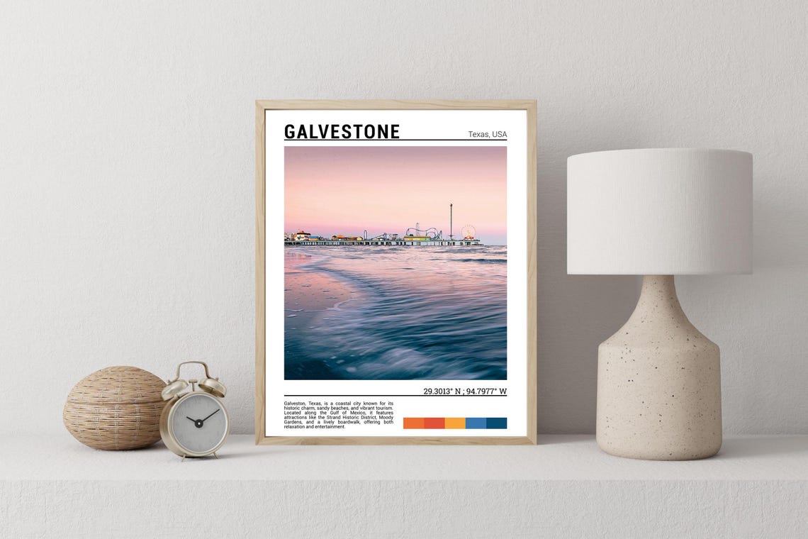 Galveston Texas Pleasure Pier Sunset Beach Boardwalk Photo Poster - Image 2