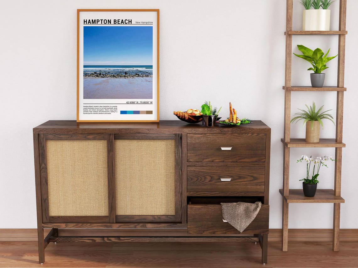 Hampton Beach New Hampshire Rocky Shore Atlantic Ocean Scene Poster - Image 6