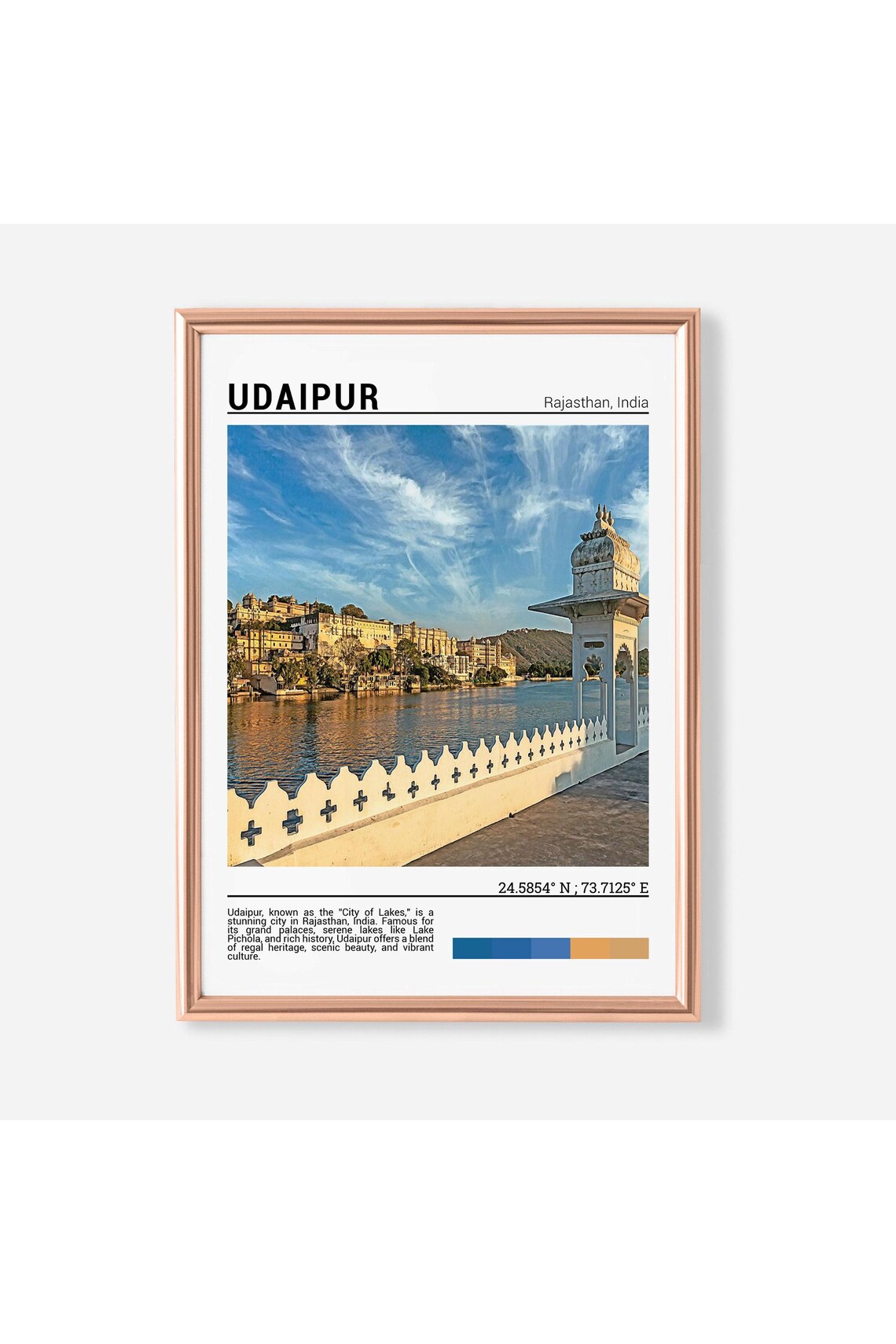 Udaipur India City Palace Lake Pichola Golden Sunset Photo Poster