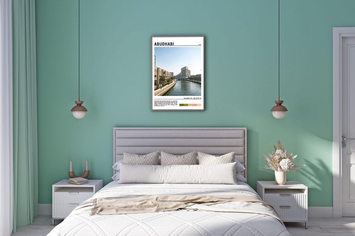 Abu Dhabi Canal Waterfront Promenade Modern Buildings Travel Poster - Image 5