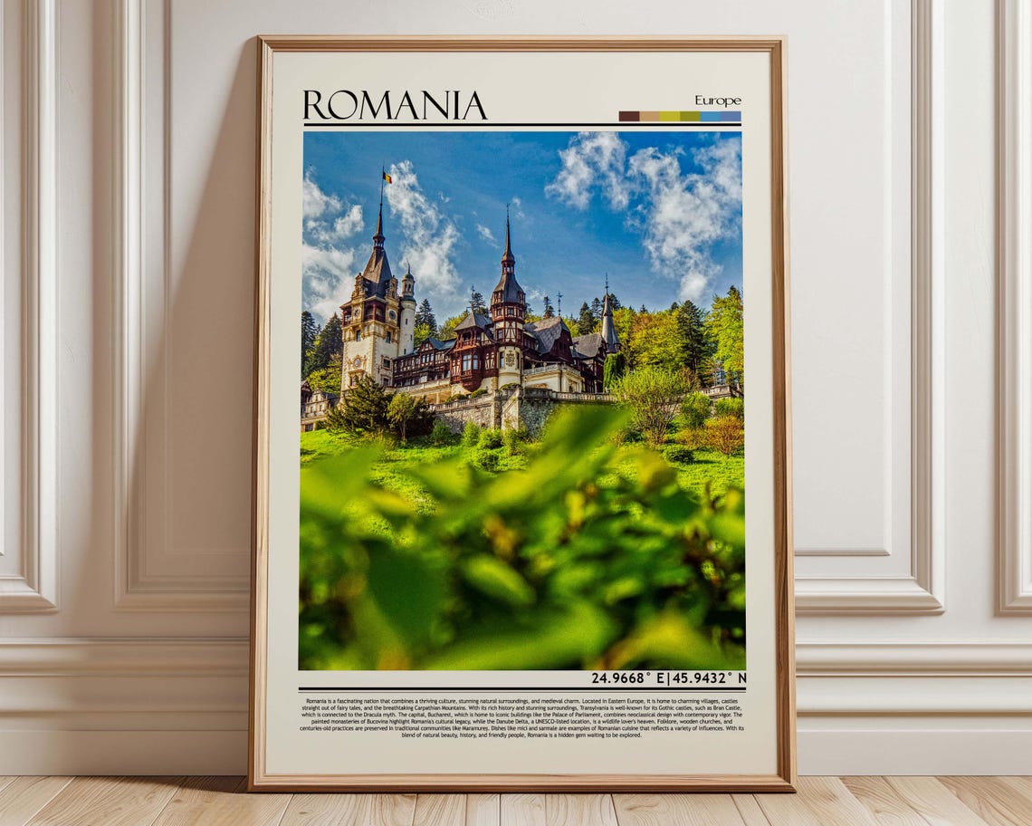 Romania Fairytale Peles Castle Carpathian Forest Travel Poster