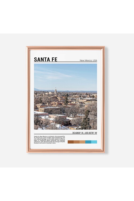 Santa Fe New Mexico Adobe City Panorama Pueblo Style Travel Photo Poster