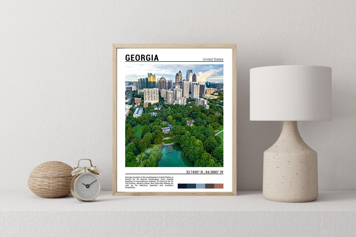 Georgia Atlanta City Skyline Lush Green Park Aerial Photo Poster - Image 2