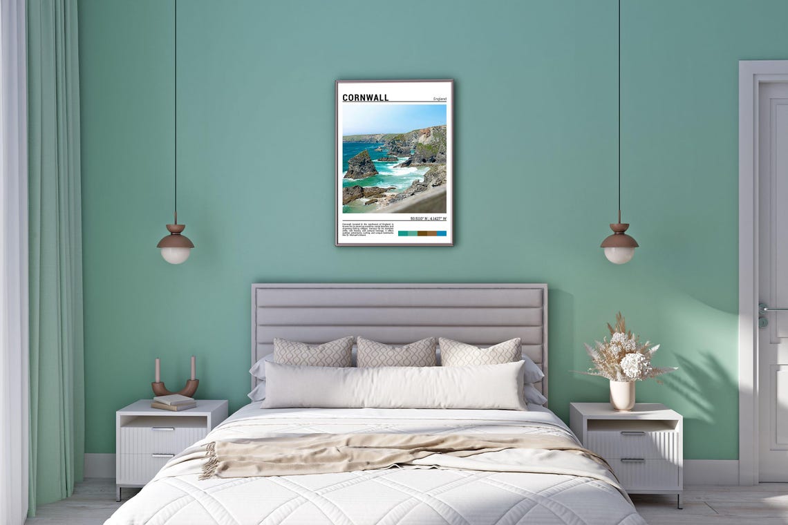 Cornwall England Dramatic Sea Stacks Turquoise Coast Cliffs Poster - Image 5