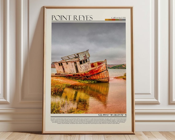 Point Reyes California Shipwreck Boat Historic Coastal Travel Poster